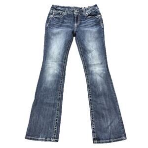 Miss Me Womens Bootcut Jeans MP8705B Embroidered Flap Style Pockets 31 Colorful